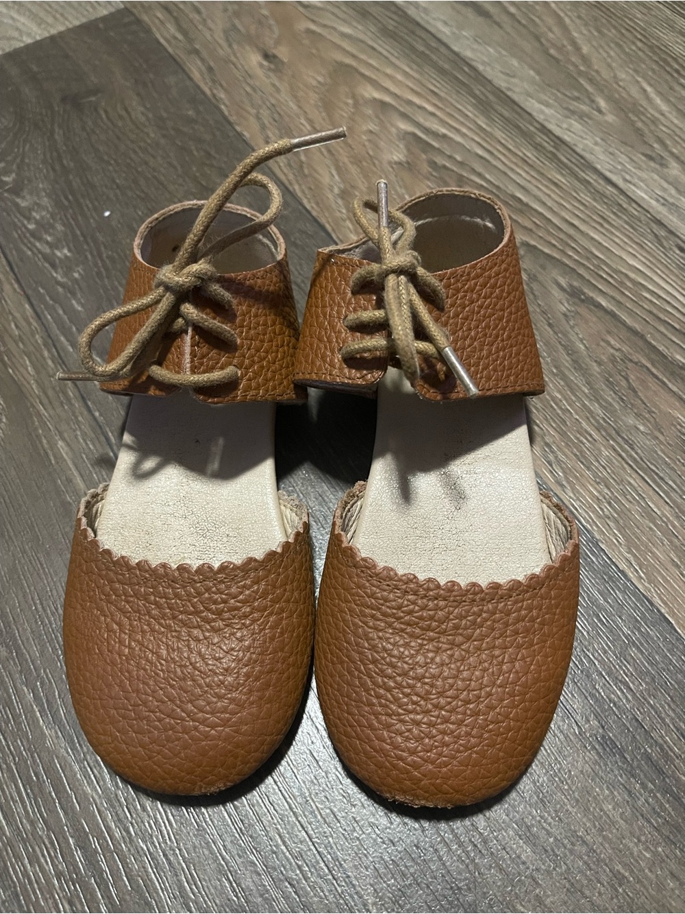 Kids Brown Leather Lace-Up Monkey Feet Sandals